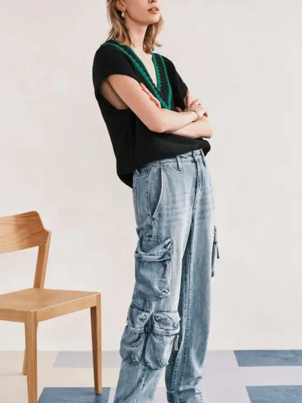 PISTOLA Denim Stretch BOBBIE Cargo Utility Jeans, size 26 - Picture 2 of 12